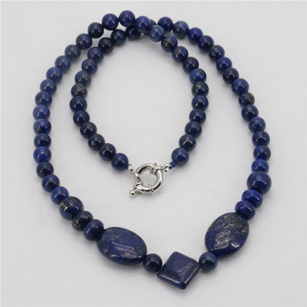 Classic Egyptian Lapis Lazuli Stone Chain Beads Necklace