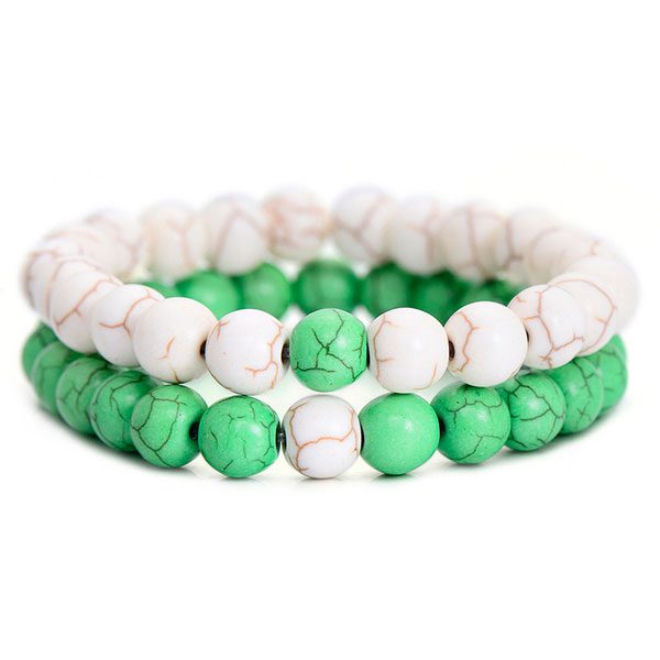 Distant Couples Bracelet – Classic Natural Stone Bracelet-Green White