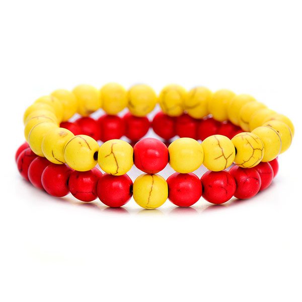 Distant Couples Bracelet – Classic Natural Stone Bracelet-Red Yellow