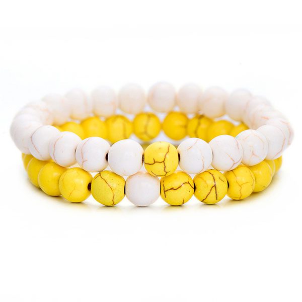 Distant Couples Bracelet – Classic Natural Stone Bracelet - Yellow White