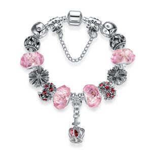European Fashion Charm Bracelet With Murano Glass Beads